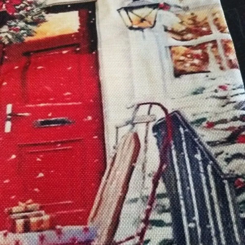 Red Christmas Door Accent Throw Pillow Cover Case Winter House 17